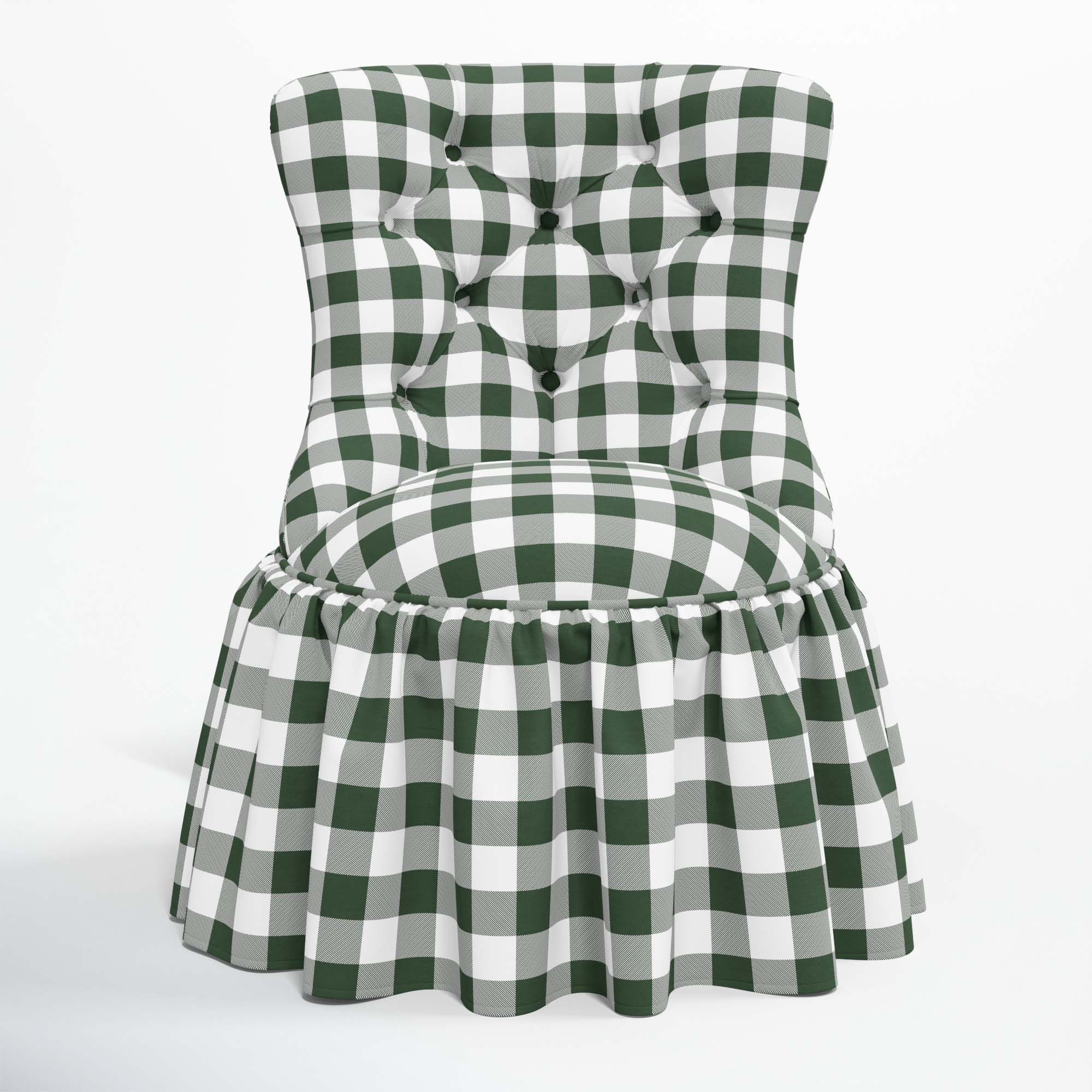 Minnie Upholstered Side Chair, Classic Gingham Evergreen