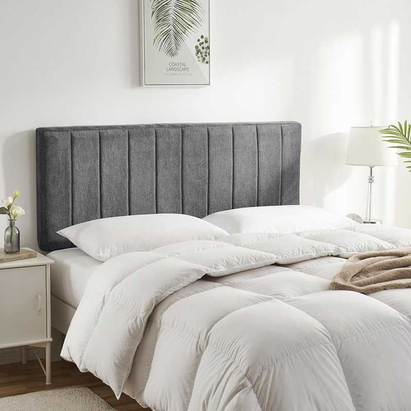 Upholstered Queen Headboard - Easy Assemble Channel Stitched - W...