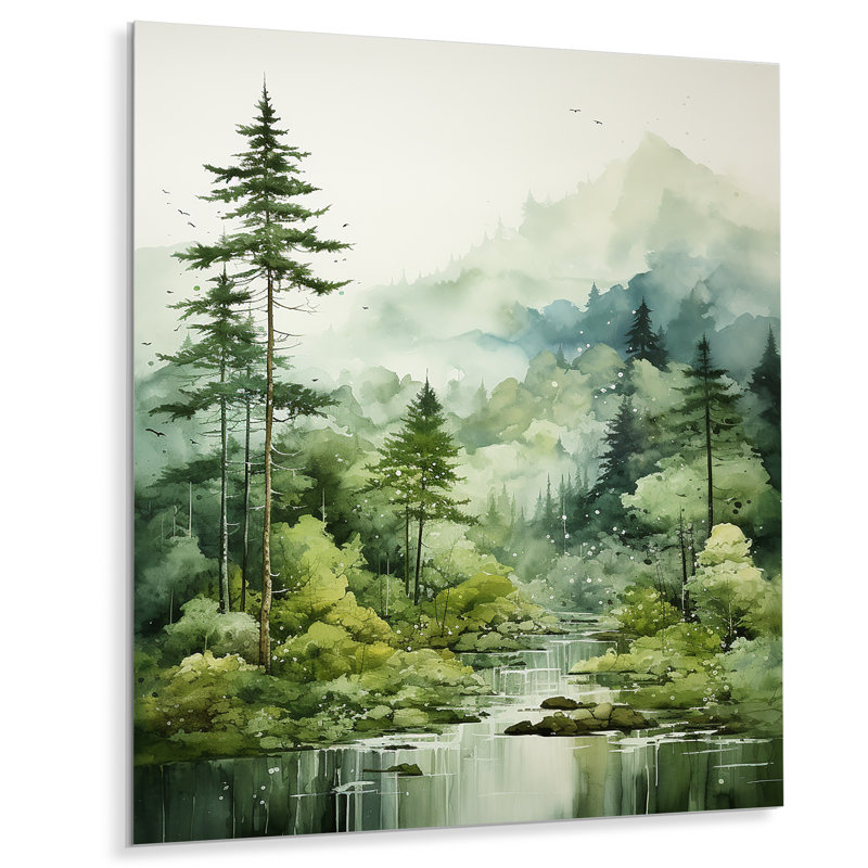 Forêt, énigmatique, forêt, paysage, art mural en métal, salon, H 44 po x l 34 po