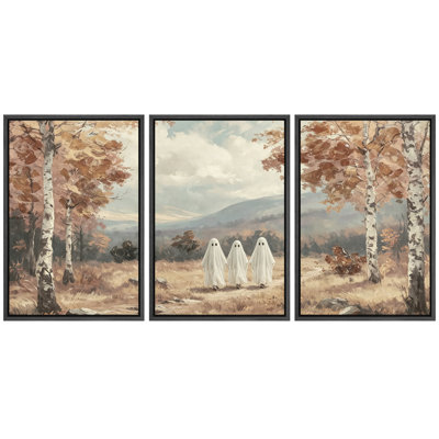 Tableau « Fantômes de la forêt d'automne », Décoration murale pour salon, Impression giclée sur toile encadrée, 3 pièces - 40,6 x 61 cm (x3 pièces), 61 x 91,4 cm (x3 pièces)