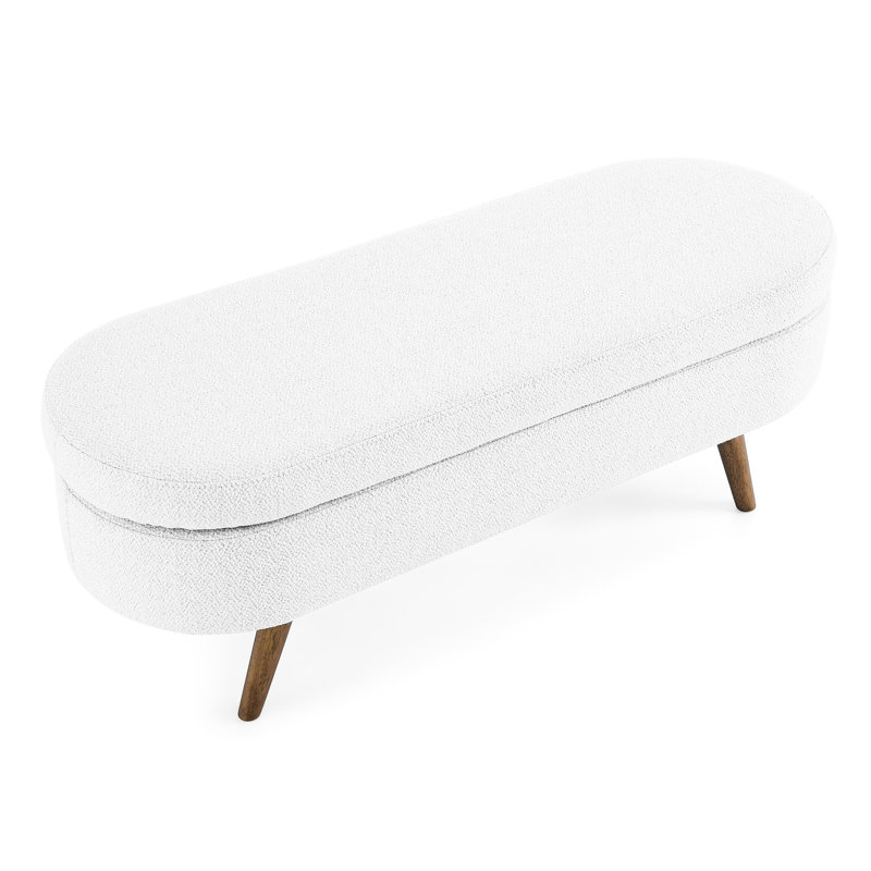 Home Decor In White Linen With Rubber Wood Construction Fabric Seat Solid Legs, White