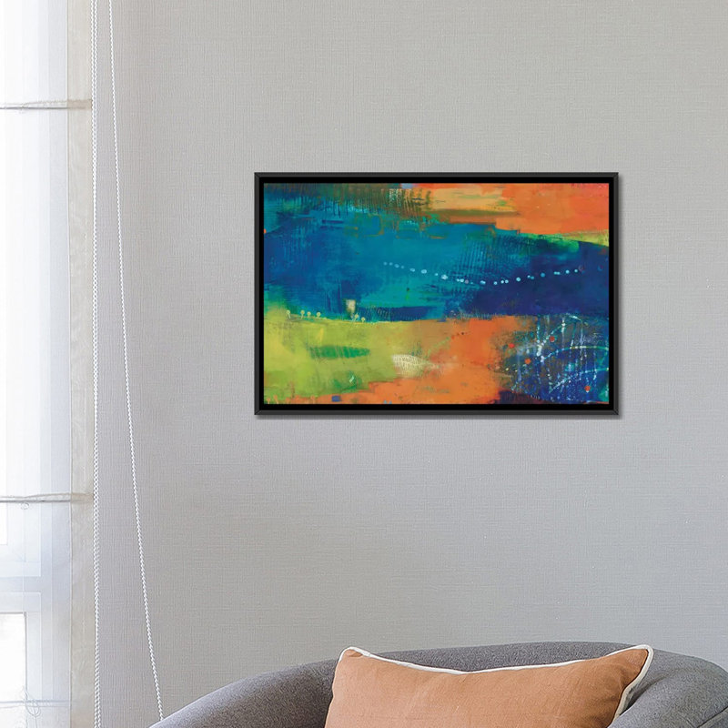 « yardland iv », impression sur toile, H 18 po x l 26 po x P 1,5 po, Toile avec cadre noir, Pas de tapis