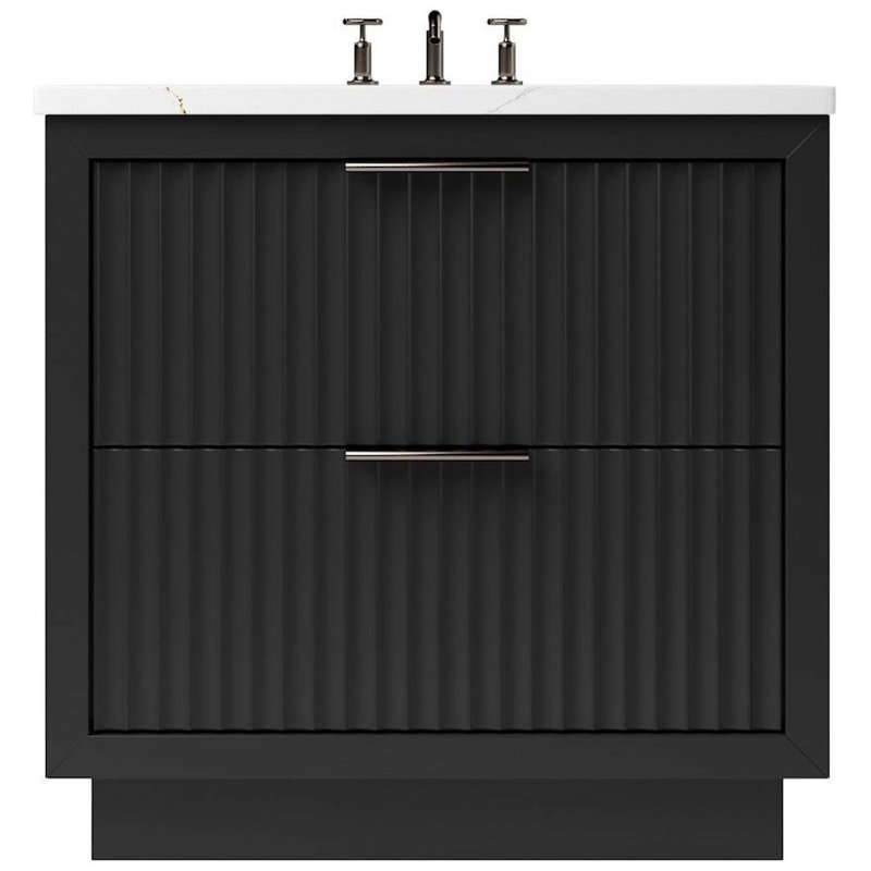 Lecrieú Two-Drawer Single Bath Vanity, Noir, Champagne Bronze, 48"
