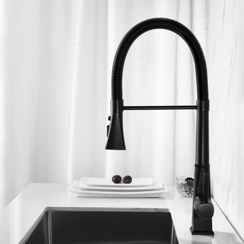 Robinet de cuisine rétractable avec douchette, arc haut pour une utilisation facile | Idée de cadeau, Poignée levier