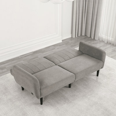 Le canapé futon de couleur grise se transforme en lit capitonné en fer avec dossier à pattes de support de canapé 1pc