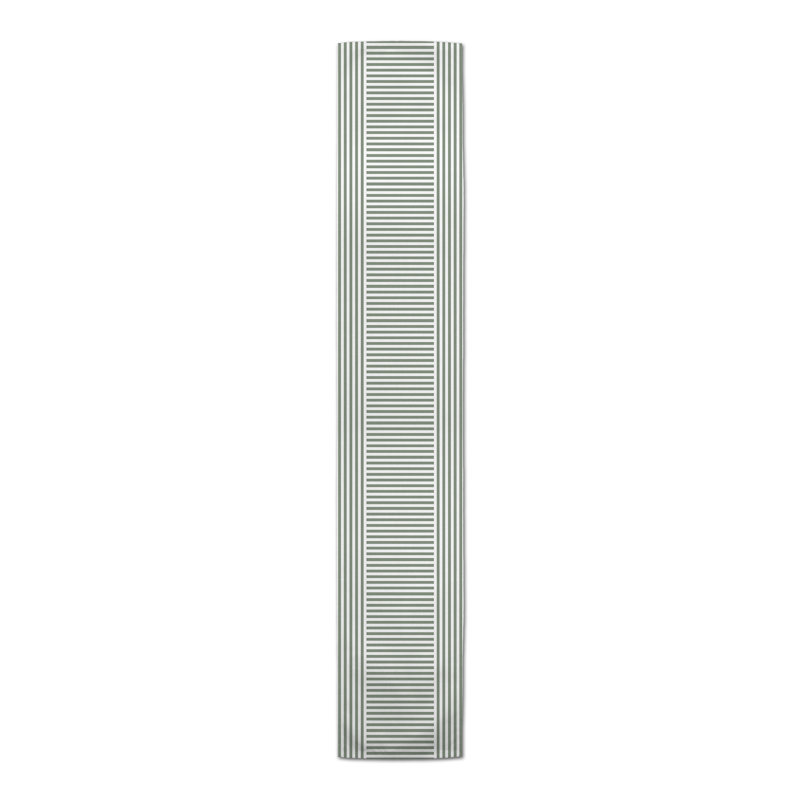 Chemin de table rectangulaire en polyester à rayures Chambre, 90 po x 16 po, Vert