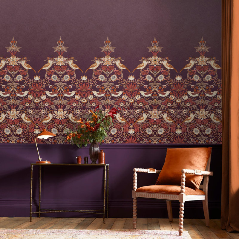  Strawberry Thief Fixed Size Print to Order Mural, Purple