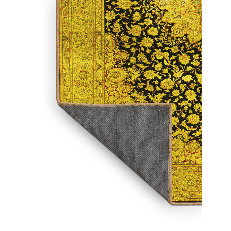 Tapis oriental oriental noir / brun 8 pi x 10 pi fabriqué à la machine