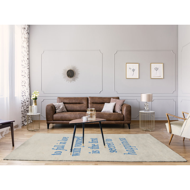 Tapis en chenille en polyester «Quotes», Rectangle 8 pi x 10 pi
