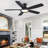 52" Flush Mount Ceiling Fan With Lights And Remote Control, Reversible And 5 Dual-sided Blades-498187551