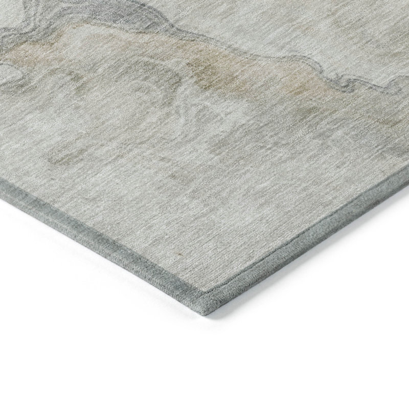 Tapis beige intérieur / extérieur lavable à la machine Cinead ACN1680, Rectangle 2 pi 6 po x 3 pi 10 po
