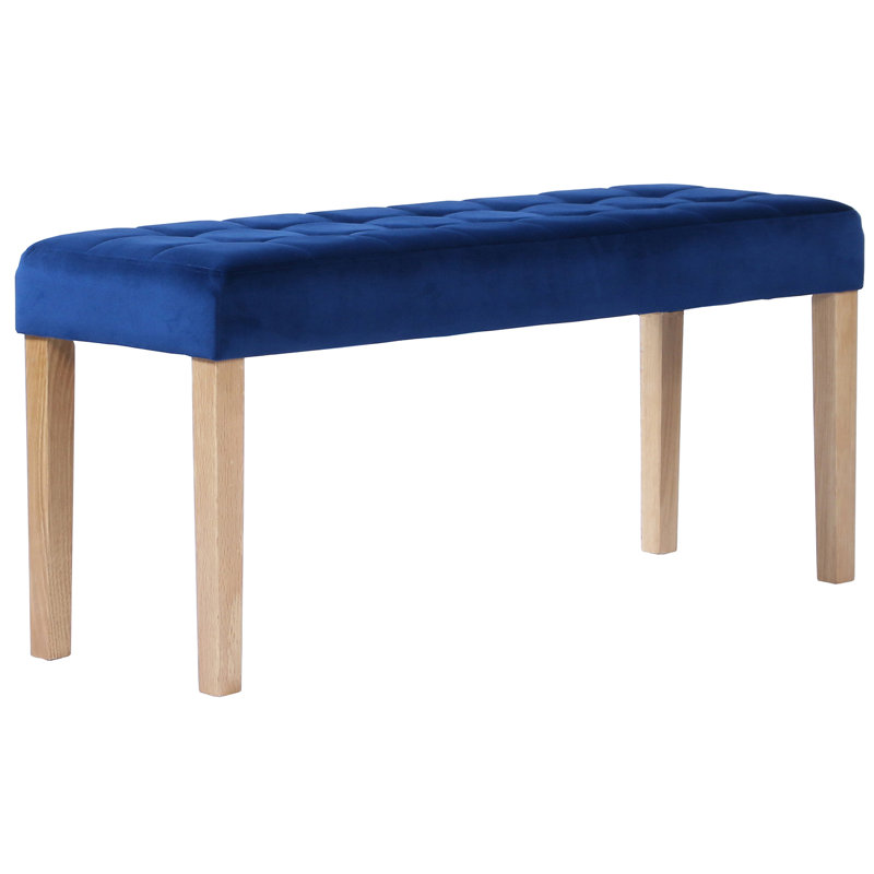 Velvet Bench, 48 cm H x 90 cm W x 35 cm D, Blue