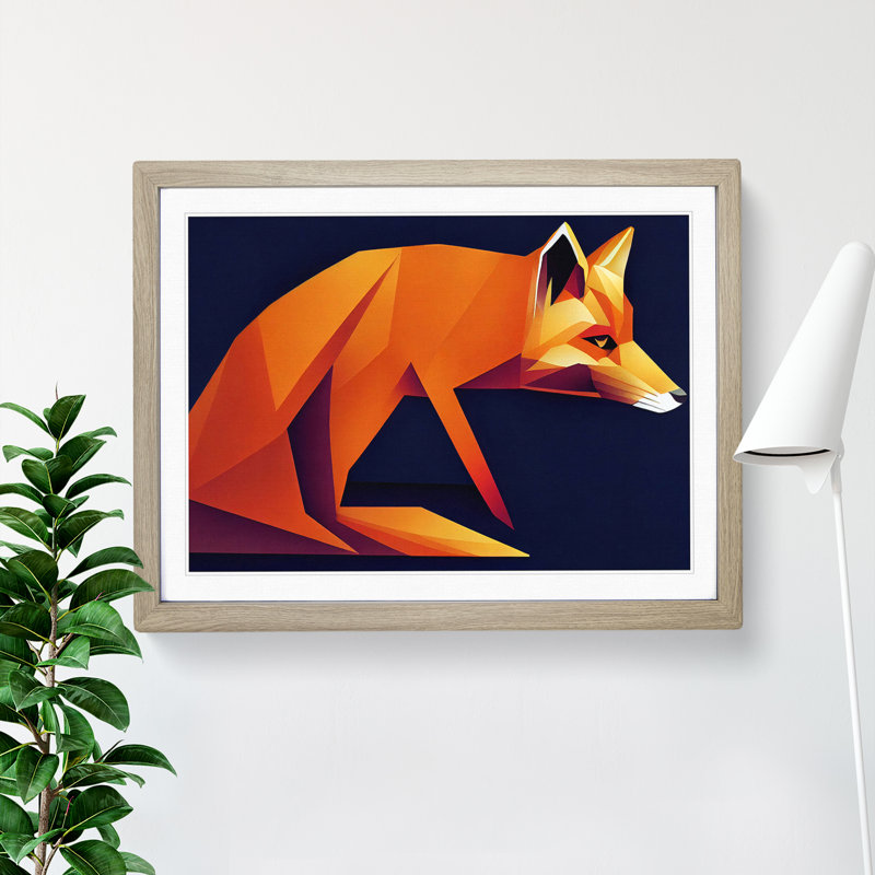 Great Abstract Fox 1 Piece Single Picture Frame and Floater Frame Wall Art, 34cm H x 46cm W, Oak