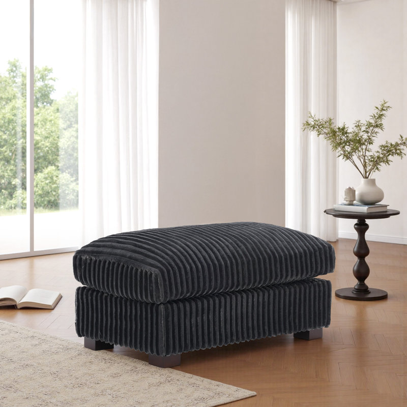 40.15cm Wide Rectangle Solid Colour Footstool Ottoman, Grey