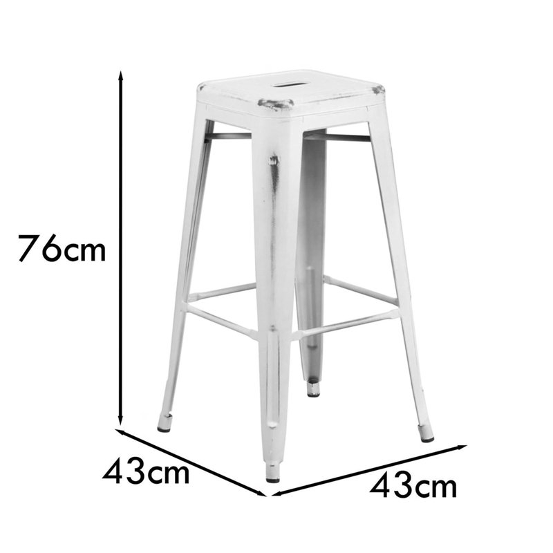Angelinamarie 30" Industrial Style Bar Stool - Set of 4 - Modern Metal Bar Height, White