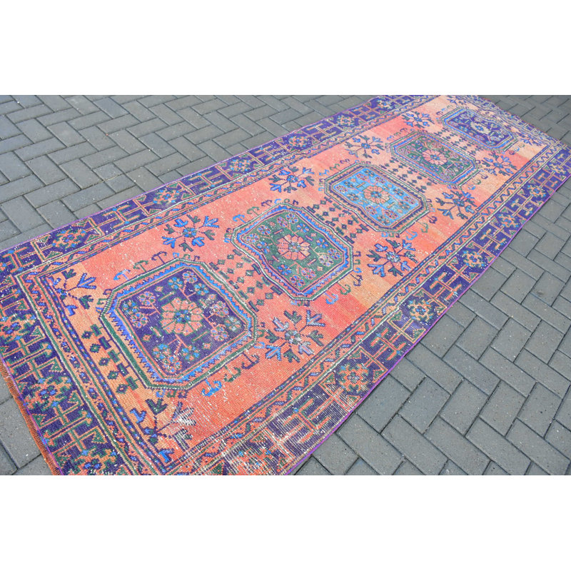 Tapis de couloir turc vintage orange vif pour le couloir et la décoration intérieure de style bohémien