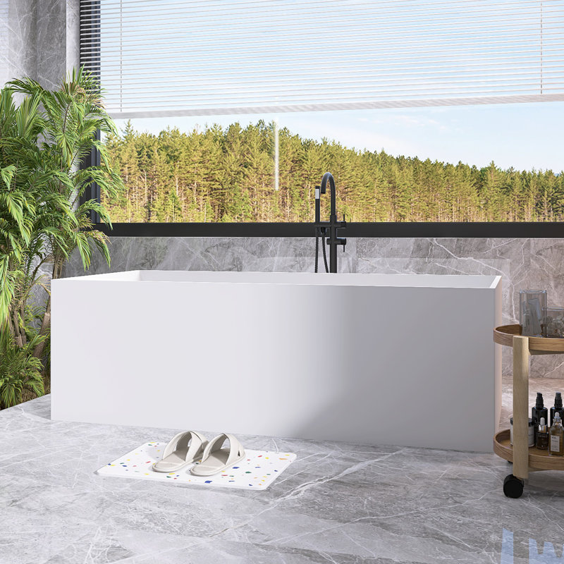 Freestanding Solid Surface Soaking Bathtub For Bathroom,Matte White