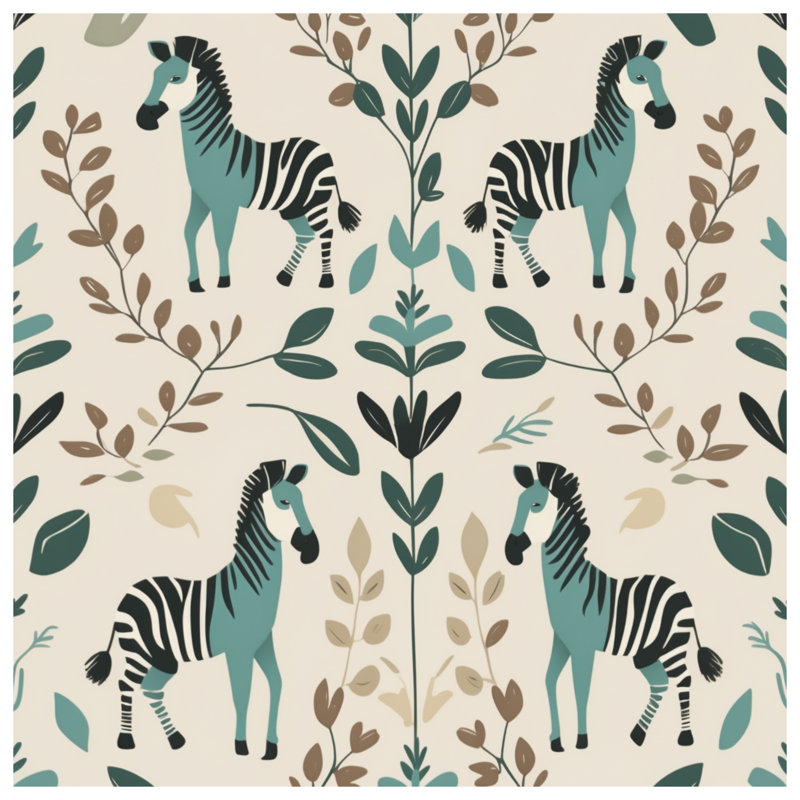 Zebra And Foliage Pattern Duvet Covers, Twin