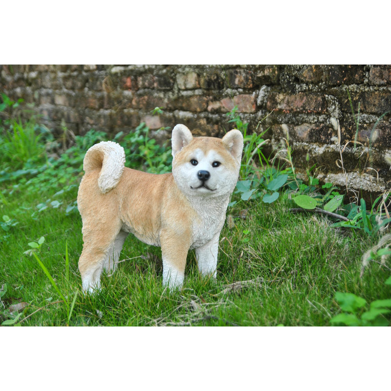 Realistic Polyresin Akita Dog Standing Garden Statue