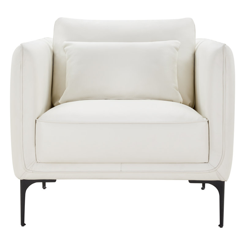 Rae Genuine Leather Upholstered Armchair, Impression White Top Grain Leather