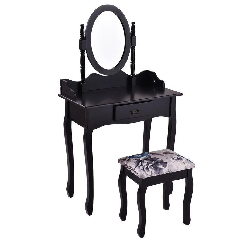 Ensemble coiffeuse et tabouret Pritchett, Noir