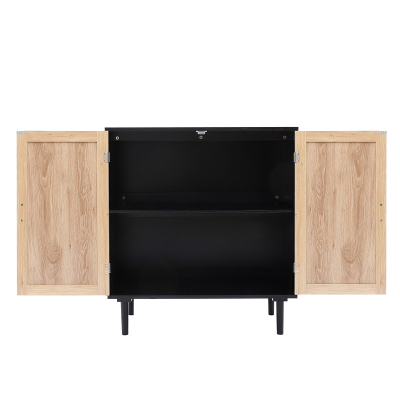 Armoire d'appoint en rotin à 2 portes H 34,6 po avec tablette réglable Azhar
