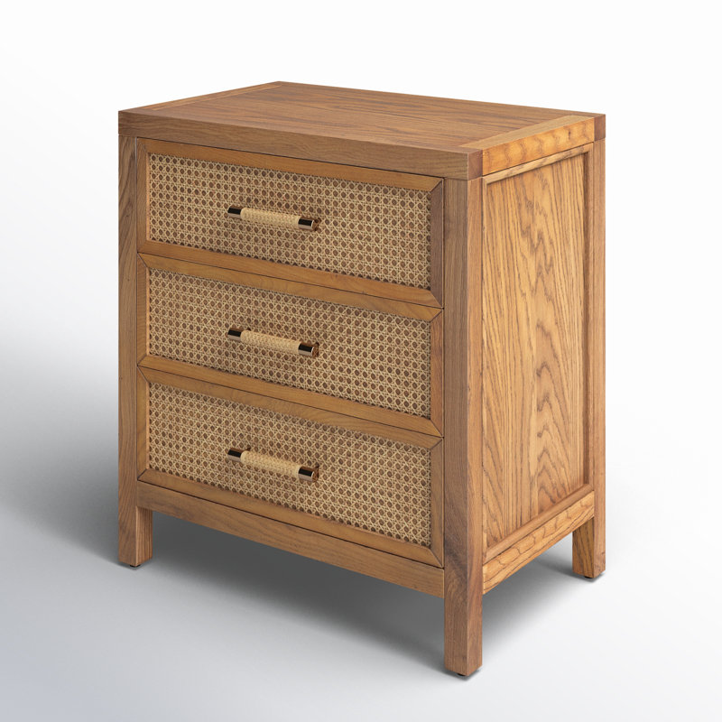 Mesa Cane and Solid Wood 3 Drawer Chest