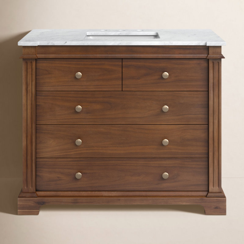 Rachelle 42" Single Bathroom Vanity Set, Walnut Brown