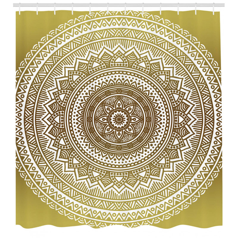 Rideau de douche simple méditation tapis theme Cormac, H 84 po x l 69 po, Or
