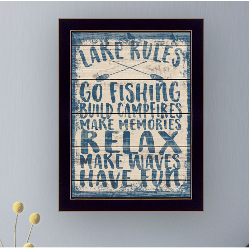 «Lake Rules» par Misty Michelle - reproduction d'art textuel sur papier encadré, Noir