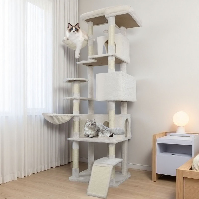 Cat Tree Tower With Large Condo Sisal Scratching Post Big Hammock And Top Platform