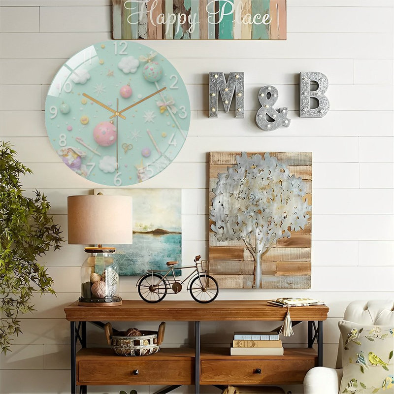 Horloge murale en verre pastel