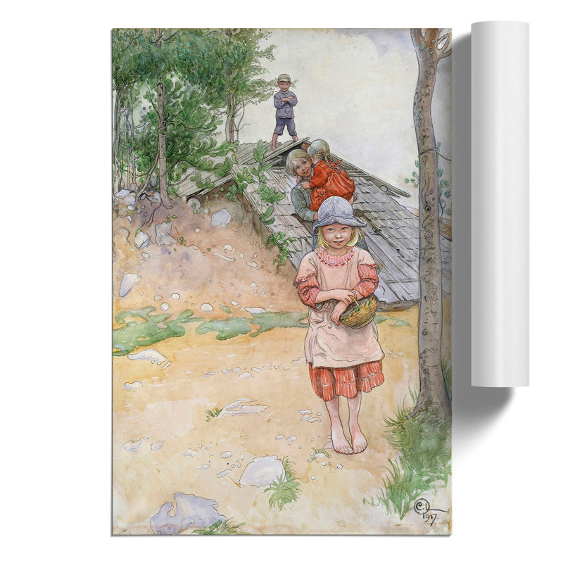 Children by Carl Larsson - No Frame Painting, 42cm H x 30cm W x 0.1cm D