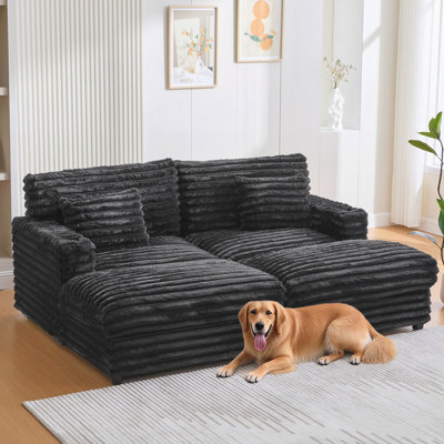 Double Chaise Lounge Sofa with Two Pillows