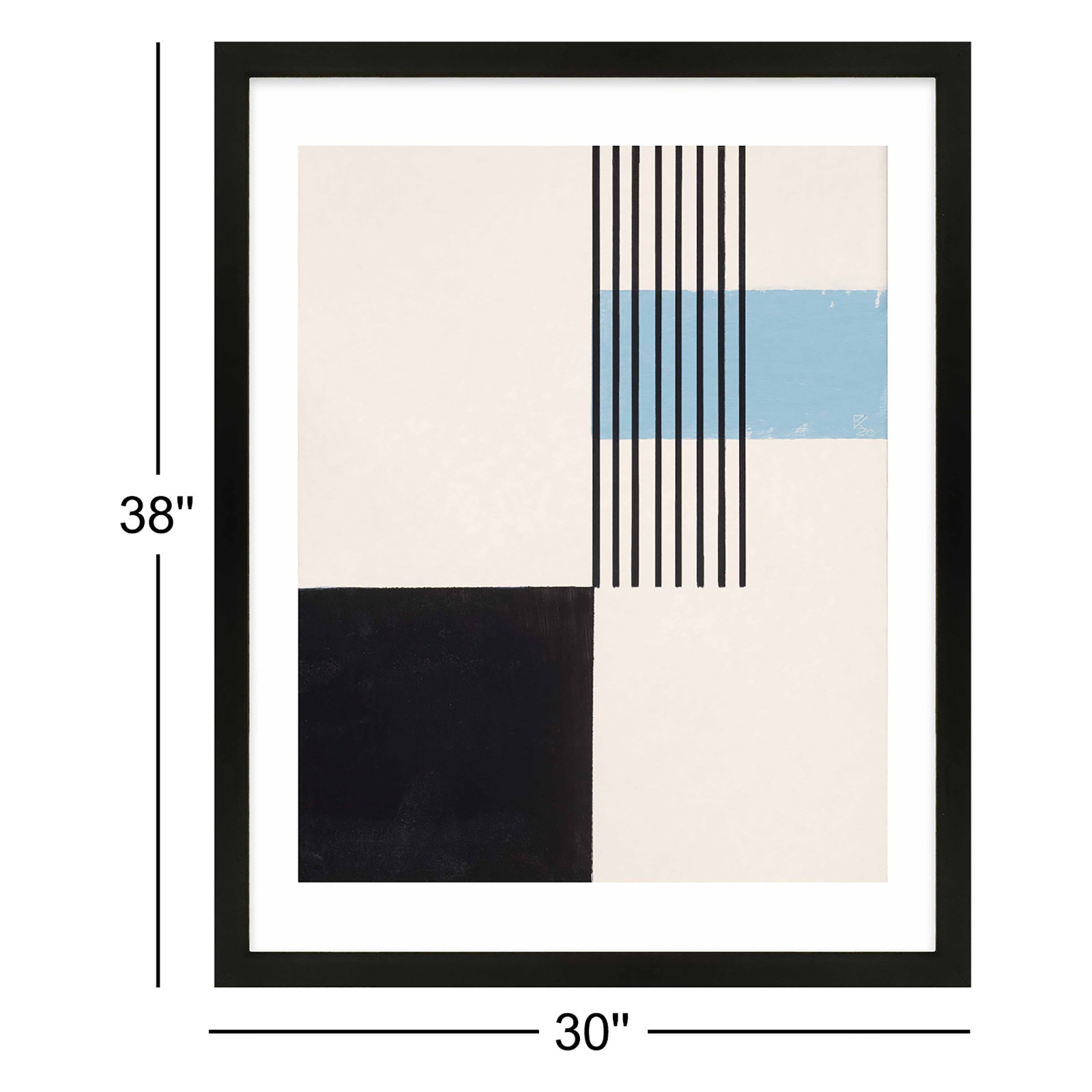Black And Blue 2 by Robert Kamnatnik, Black, 38" H x 30" W x 1.25" D