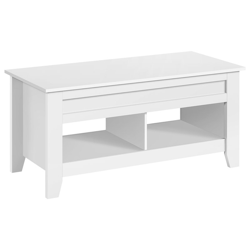 Table basse à plateau relevable Aspa, H 19 po x L 39,5 po x l 18 po, Blanc