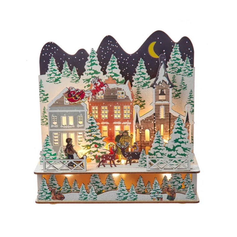 Kurt Adler's 9.8" Battery Operated LED Lighted Christmas Tree Village