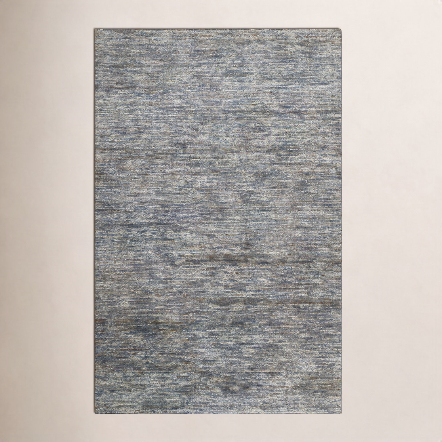Cecily Blue Hand-Knotted Abstract Cotton Rug, Rectangle 9' x 12'