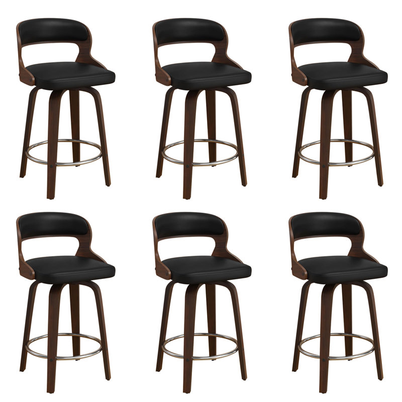 Swivel Faux Leather Counter & Bar Stools, Black