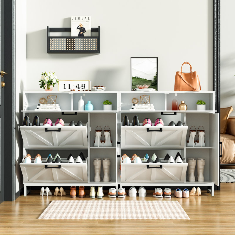 20 Pair Shoe Storage Cabinet, White