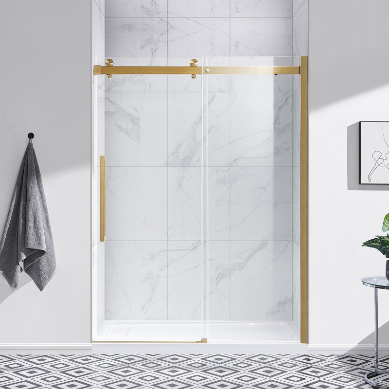 OVE Decors Bel Soft Close2-Piece 32" x 60" x 81" Base/Door Rectangular Alcove Shower Kit, Gold
