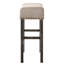 Tabouret de comptoir rembourré en lin brun clair (2) - Sans dossier avec pieds gris pour le confort de 2 sièges en bois rustique patiné