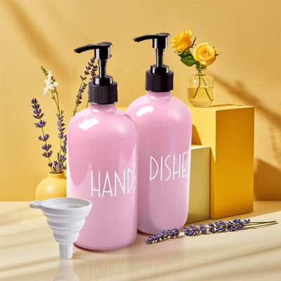 16 oz Reusable Glass Liquid Dispenser (pink)