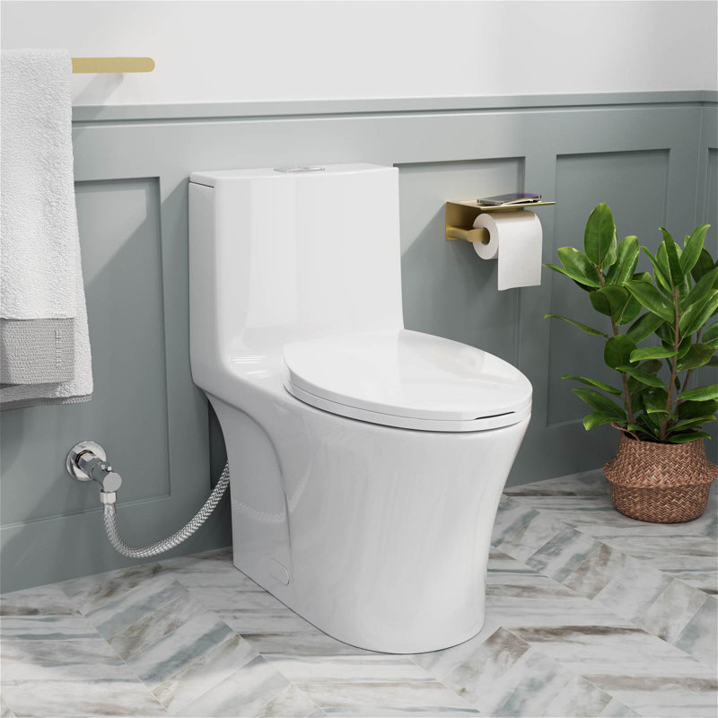 1.1gpf/1.6gpf Dual-flush Elongated One-piece Toilet with Comfort Height, Soft Close Seat & Lid