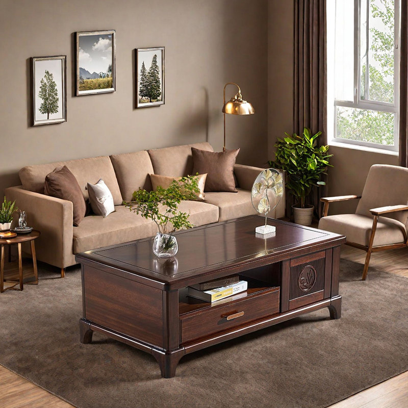 Nouvelle table basse en bois massif de style chinois, H 18,89 po x L 51,18 po x l 27,55 po