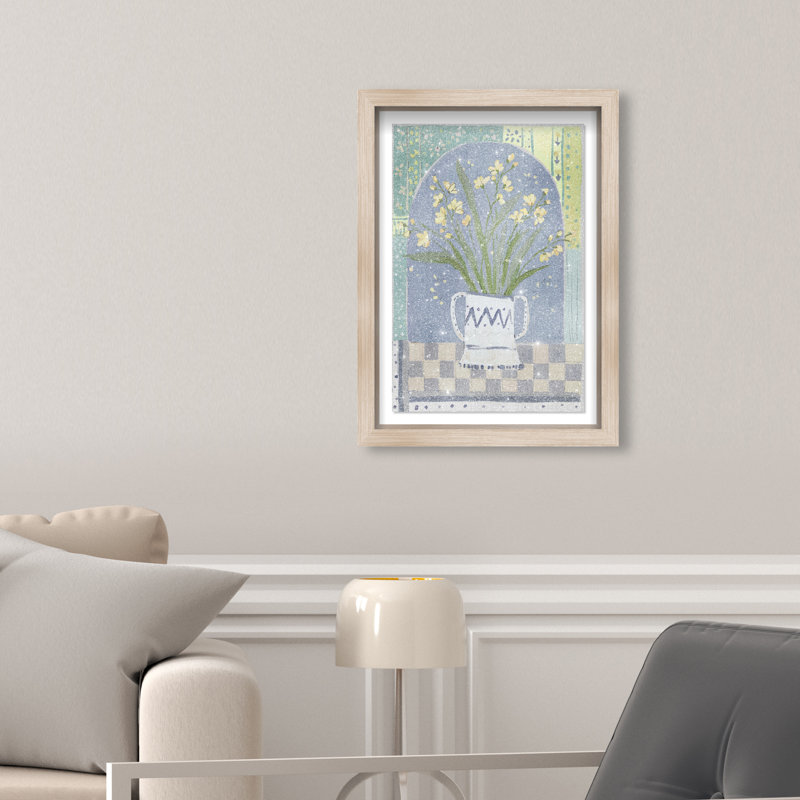 Daylilies In A Vase Print by Oliver Gal, 25.5"H x 17.5"W, Natural Oak Shadowbox