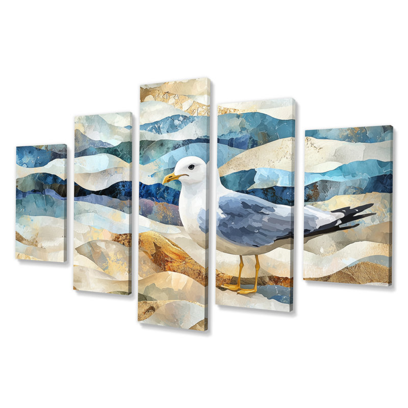 Coastal Seagull The Watchful Gull I - Art mural mouette - Art mural moderne sur toile, diamant