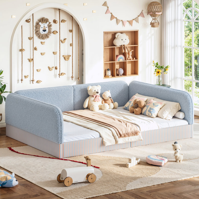 Base de lit tapissier grand format, Blue, Grand lit