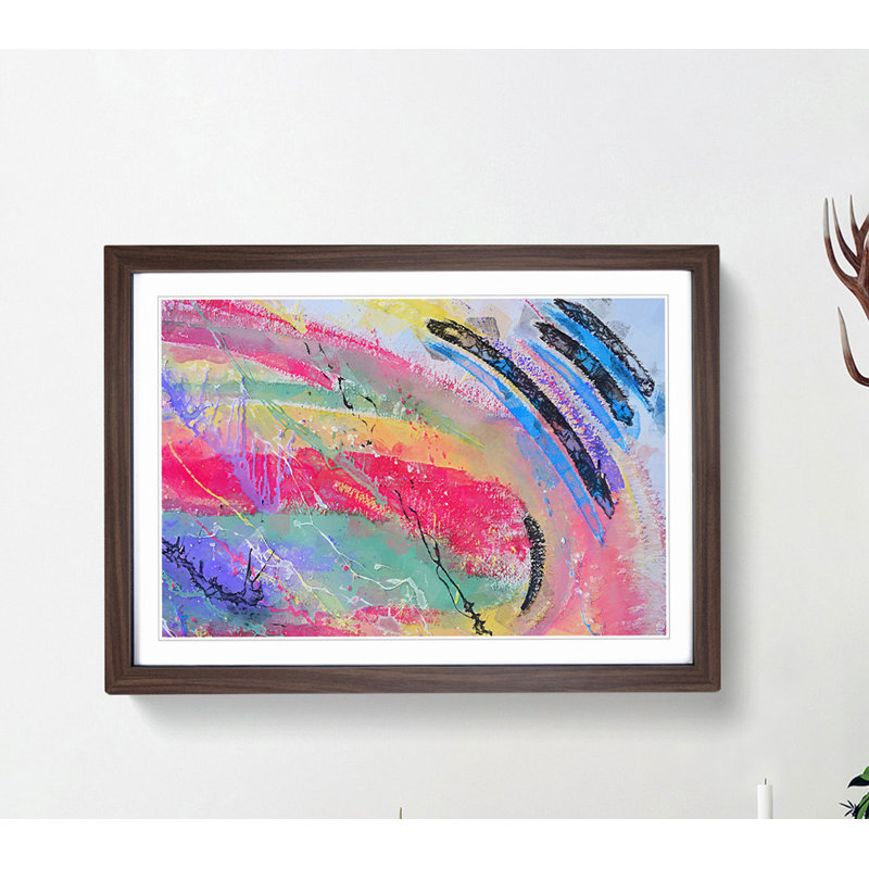 In a Trance in Abstract - Framed Print, 50cm H x 76cm W x 2cm D, Walnut