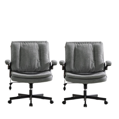 31.9" Wide Criss-Cross Legged Office Chair With Flip-Up Back, Dynamic Airbag Lumbar & Flip-Up Arms（Set Of 2)